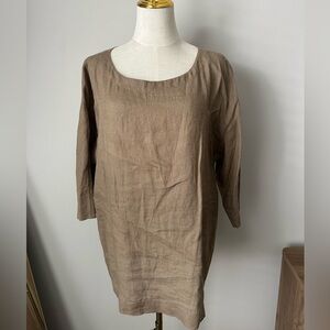 Eileen Fisher Linen Scoop Neck Tunic-Medium